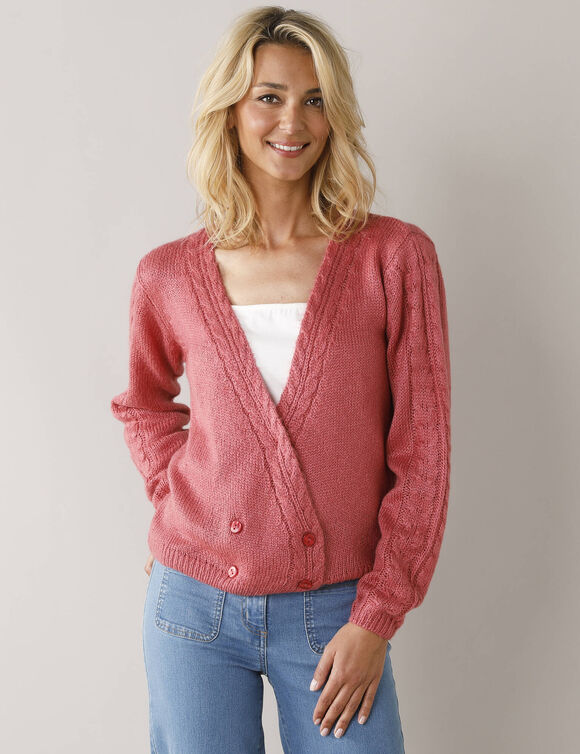 Gilet forme cache-coeur toucher doux (rose) Gilet forme cache-coeur toucher doux (rose)